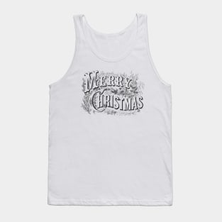 Merry Christmas Floral Ornate Typography Tank Top